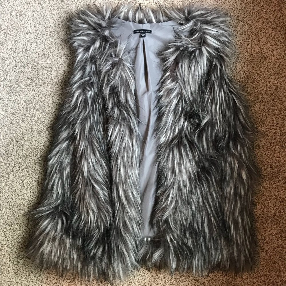 Grey Faux Fur Vest
